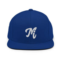 MI State - Michigan MI 3-D Logo Premium Snapback Hat - Royal