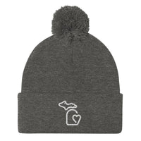 MI State - Michigan Pom-Pom Beanie - Dark Heather Grey