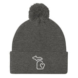 MI State - Michigan Pom-Pom Beanie - Dark Heather Grey