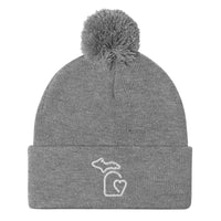MI State - Michigan Pom-Pom Beanie - Heather Grey