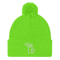 MI State - Michigan Pom-Pom Beanie - Neon Green