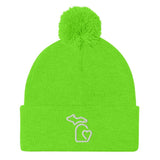 MI State - Michigan Pom-Pom Beanie - Neon Green