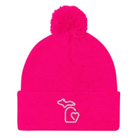 MI State - Michigan Pom-Pom Beanie - Neon Pink