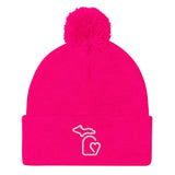 MI State - Michigan Pom-Pom Beanie - Neon Pink